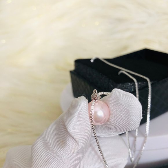 Solid 925 Sterling Silver Pearl Necklace - Picture 5 of 15